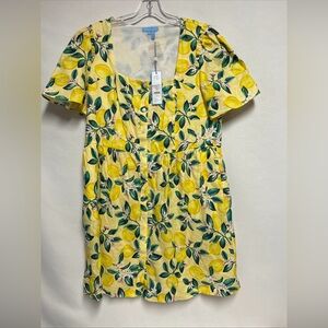 Lemon Print Short Sleeve Dress Draper James size 12 NWT